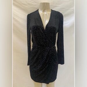 All Saints Black Animal Print Laney Long Sleeve Dress